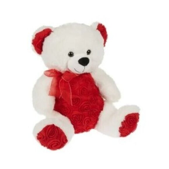 Teddy‎ Bear Plush Red Roses Bow 14" Valentine Love Way to Celebrate White NWT - Picture 3 of 12